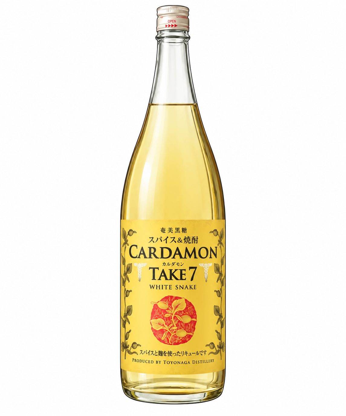 米焼酎ベースのリキュール「カルダモンTAKE7」のボトル